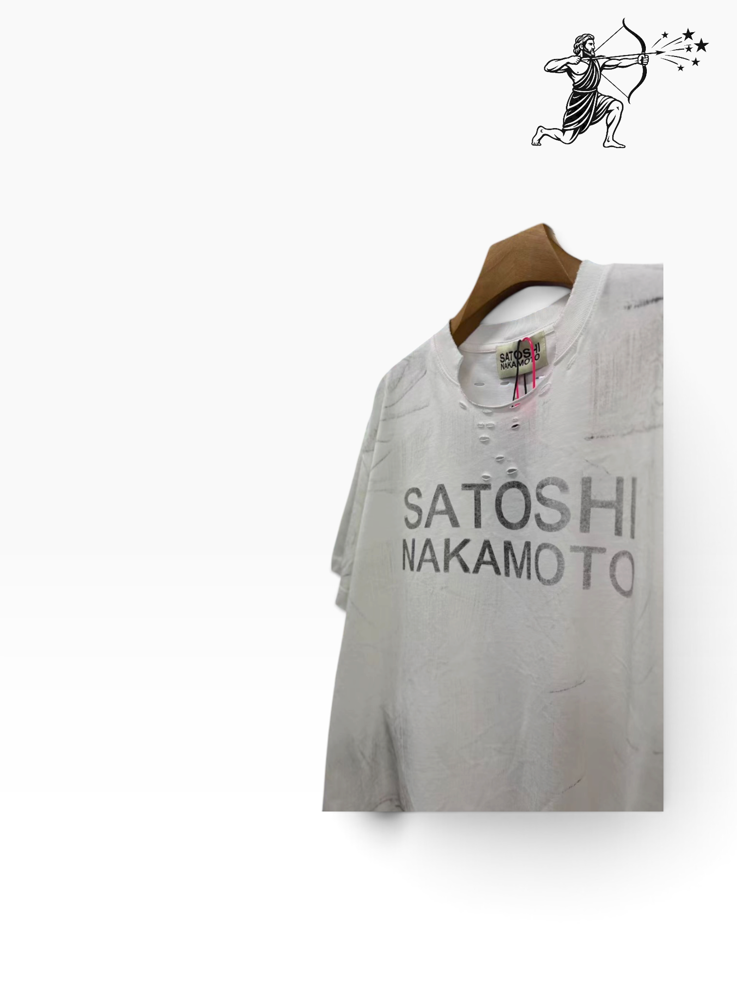 Satoshi Nakamoto White Distressed T-Shirt