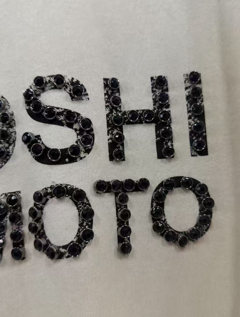 Satoshi Nakamoto Cream Black Studded T-Shirt