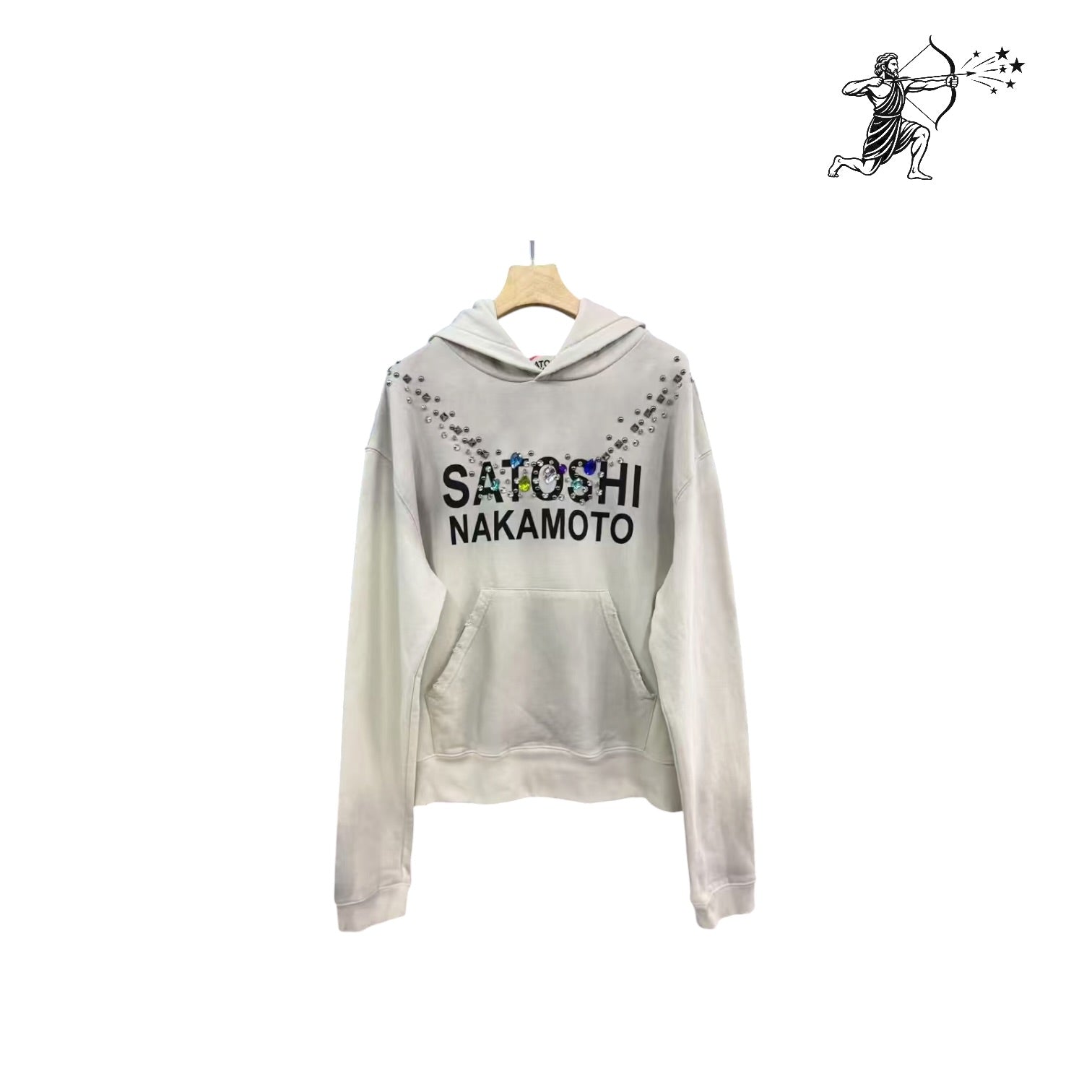 Satoshi Nakamoto White Necklace Stone Pullover Hoodie