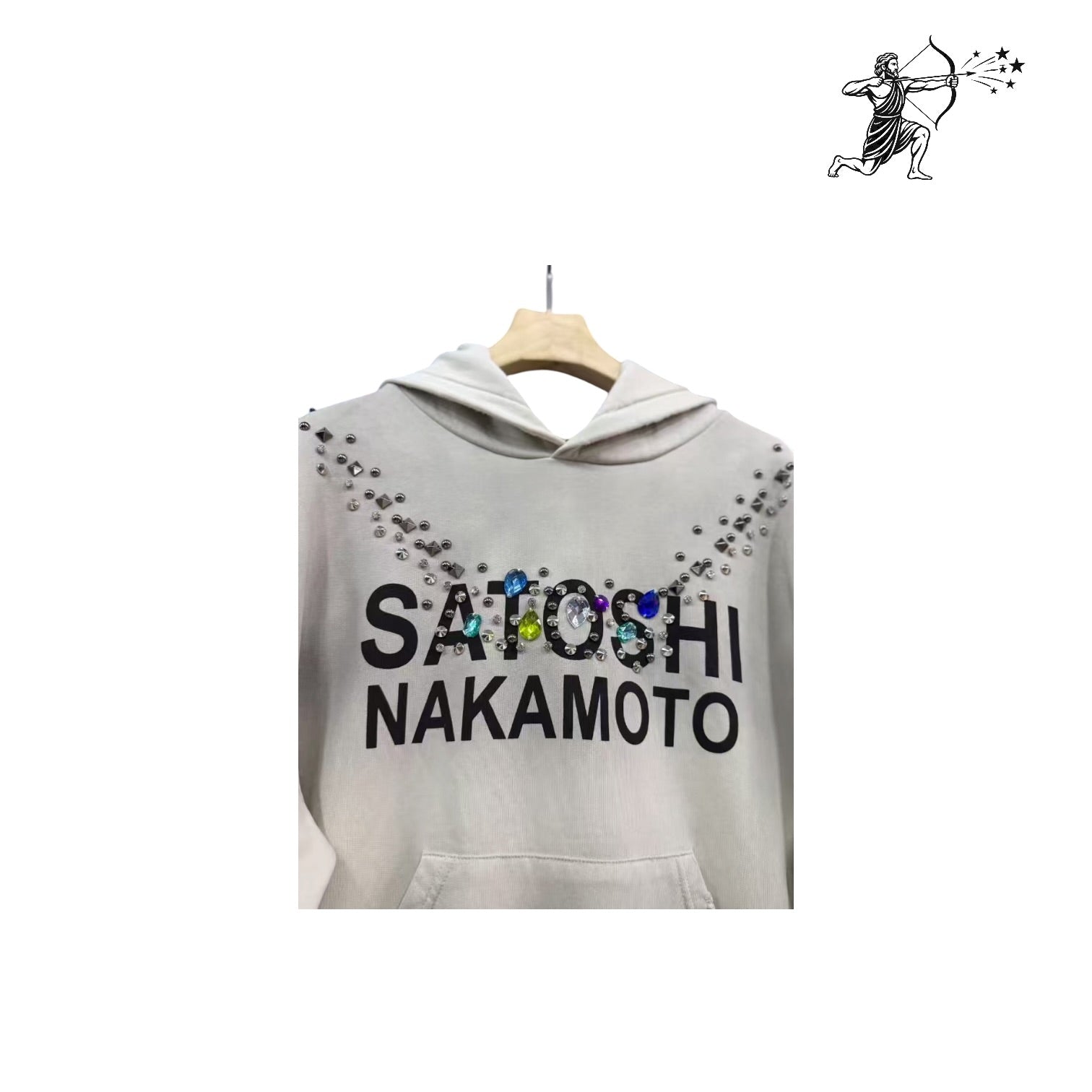 Satoshi Nakamoto White Necklace Stone Pullover Hoodie