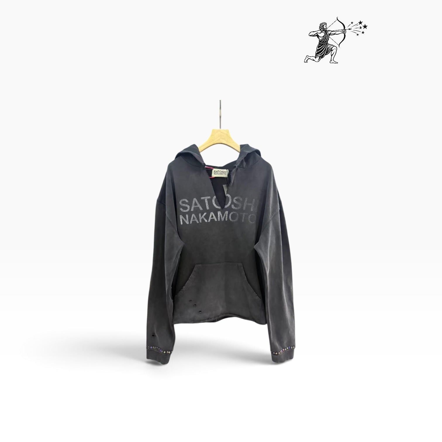 Satoshi Nakamoto Rip Studded Hoodie