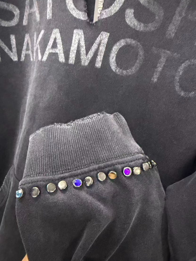 Satoshi Nakamoto Rip Studded Hoodie