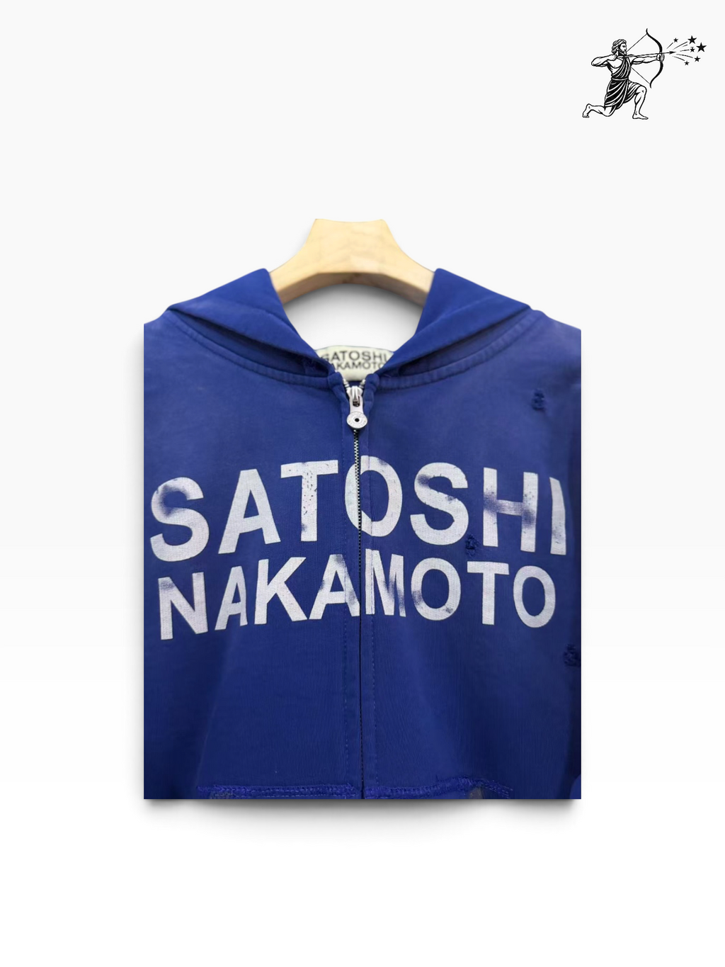Satoshi Nakamoto Faded Blue Zipup Hoodie