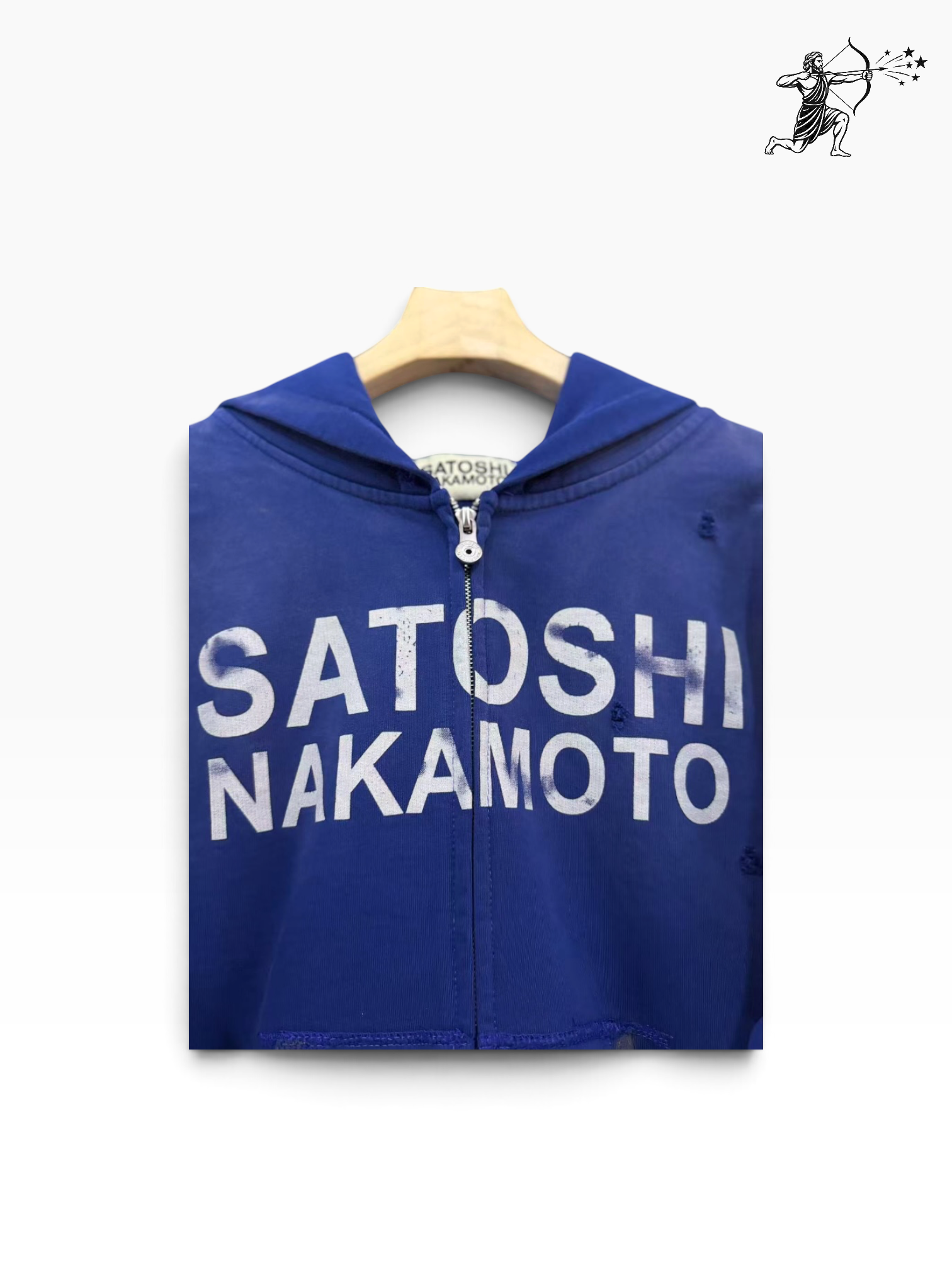 Satoshi Nakamoto Faded Blue Zipup Hoodie