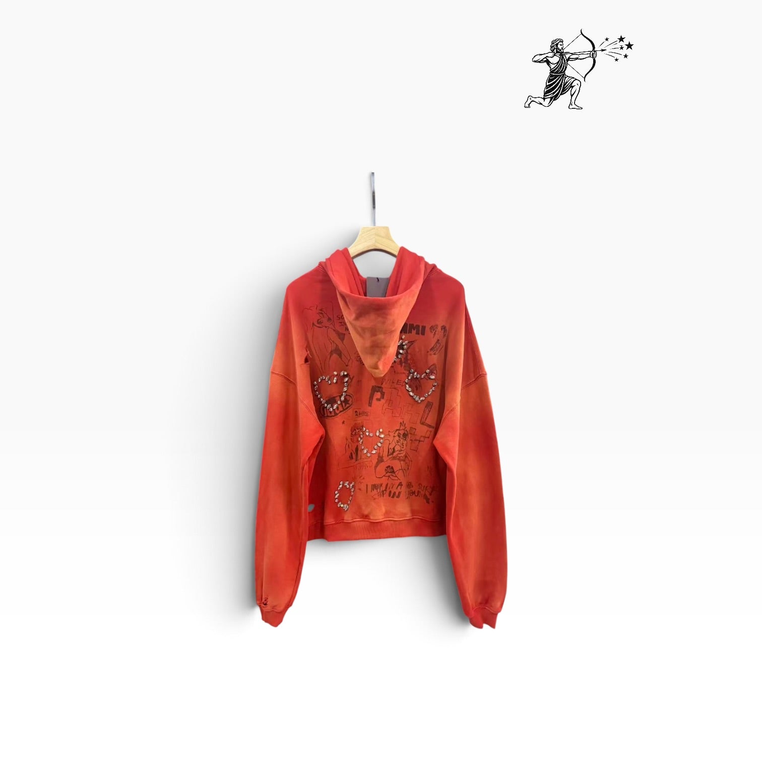 Paly Hollywood Red Studded 100 Days  Pullover Hoodie