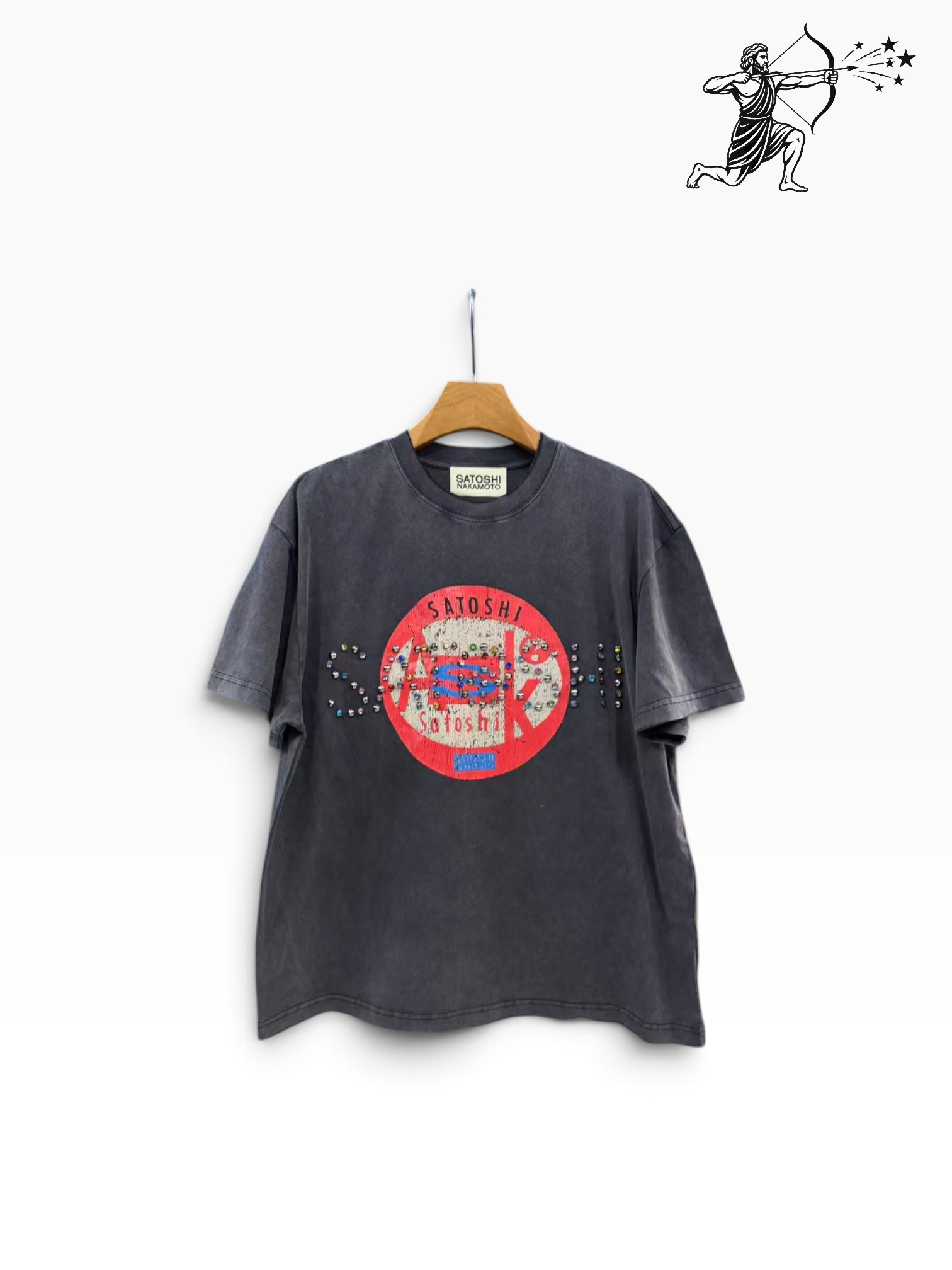 Satoshi Nakamoto Black Studded T-Shirt