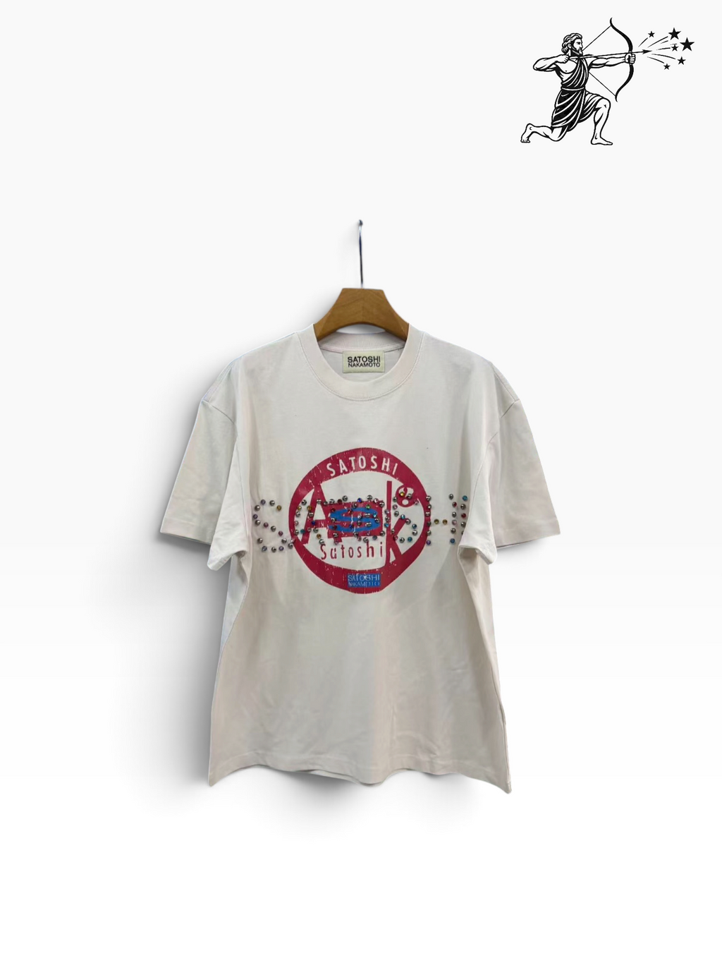 Satoshi Nakamoto Cream Studded T-Shirt