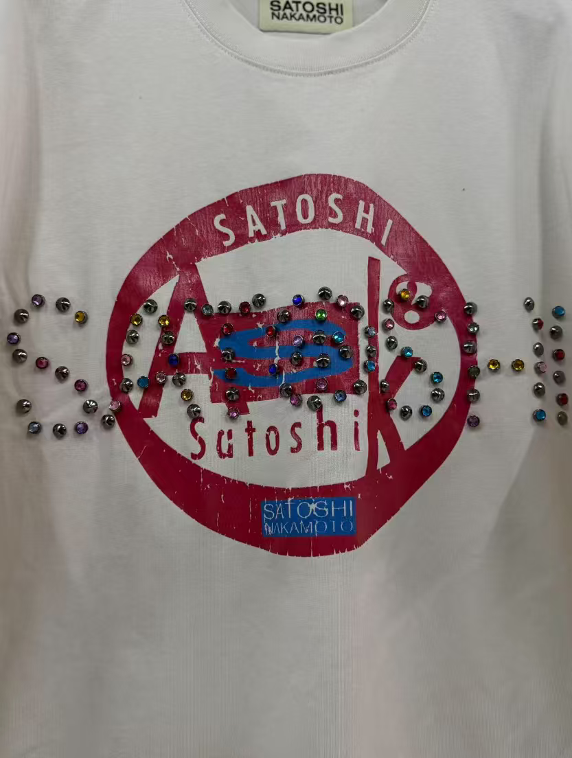 Satoshi Nakamoto Cream Studded T-Shirt