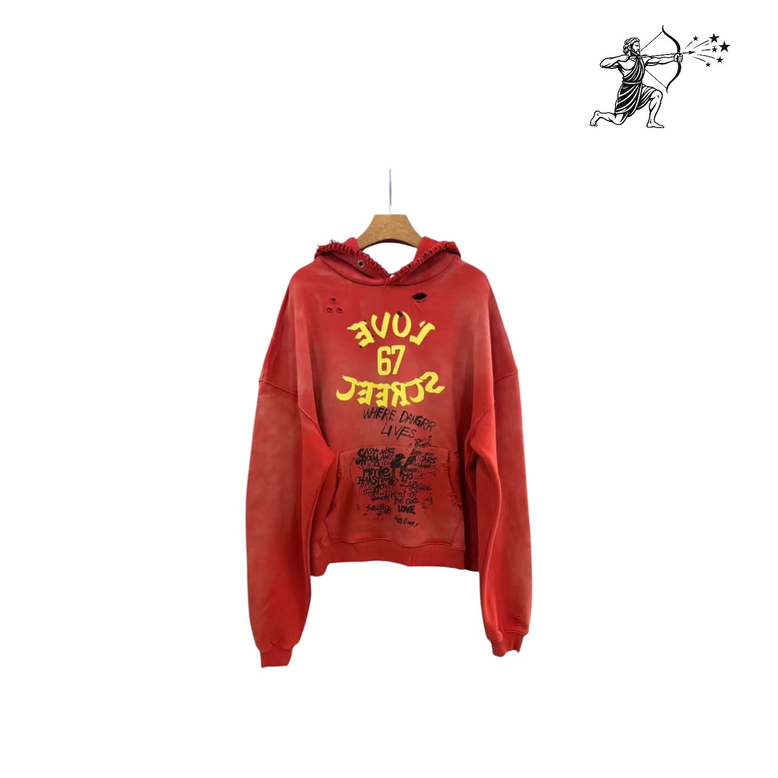 Paly Hollywood Red "Love Street 67"  Pullover Hoodie