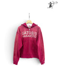 Satoshi Nakamoto Red Graphic Zip-Up Hoodie